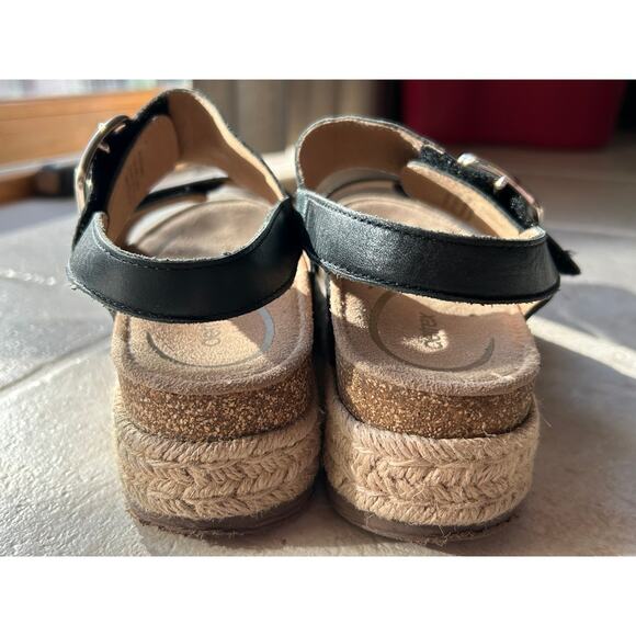 Aetrex Vania Black Leather Platform Wedge Sandal Arch Support Size 37 / US 7 - Picture 7 of 12